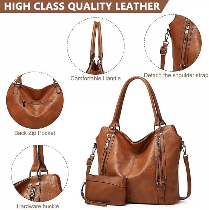 2‑in‑1 PU Leather Tote Bag for Women | Stylish Shoulder Handbag - Nyara