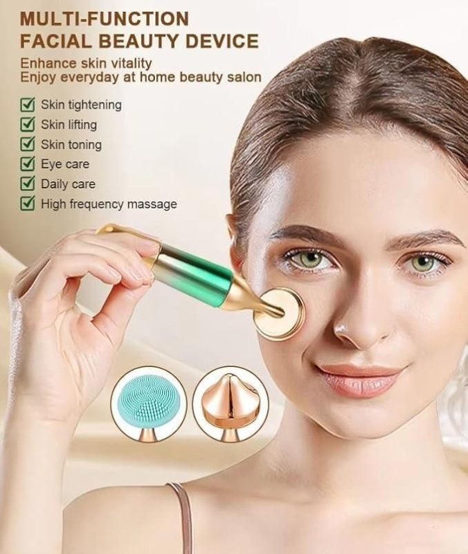 3‑in‑1 Face, Neck & Eyes Massager | Micro‑Shock Skincare Device - Nyara