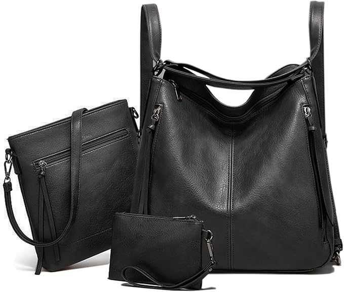 3‑Pc Faux Leather Handbag Set | Versatile Shoulder Totes Trio - Nyara