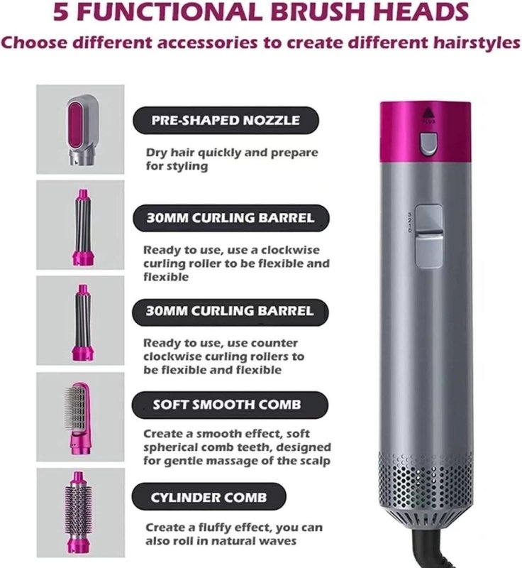 5 - in - 1 Ionic Hair Styler & Curler Pro – Anti - Frizz Multi - Styling Tool - Nyara