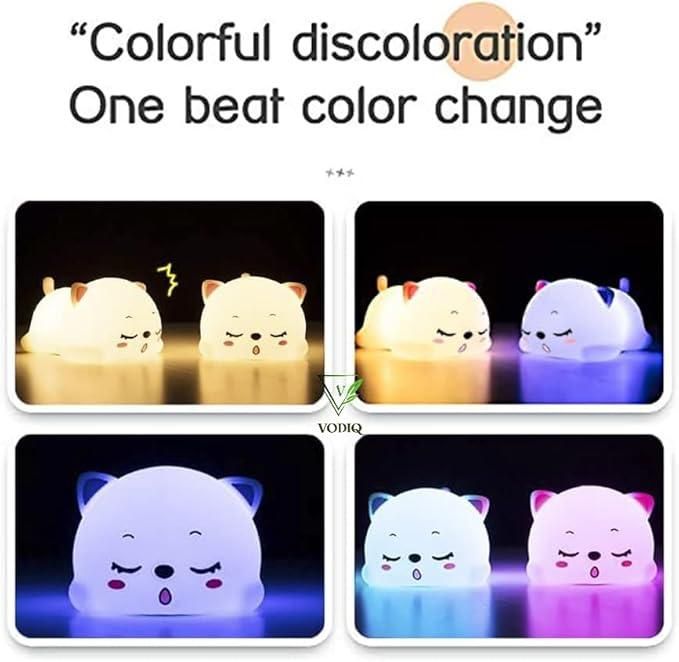 Cute Cat Silicone Baby Night Light | Kawaii Bedside Lamp - Nyara