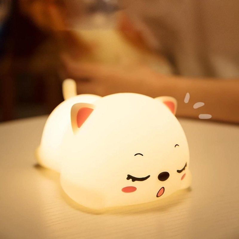 Cute Cat Silicone Baby Night Light | Kawaii Bedside Lamp - Nyara