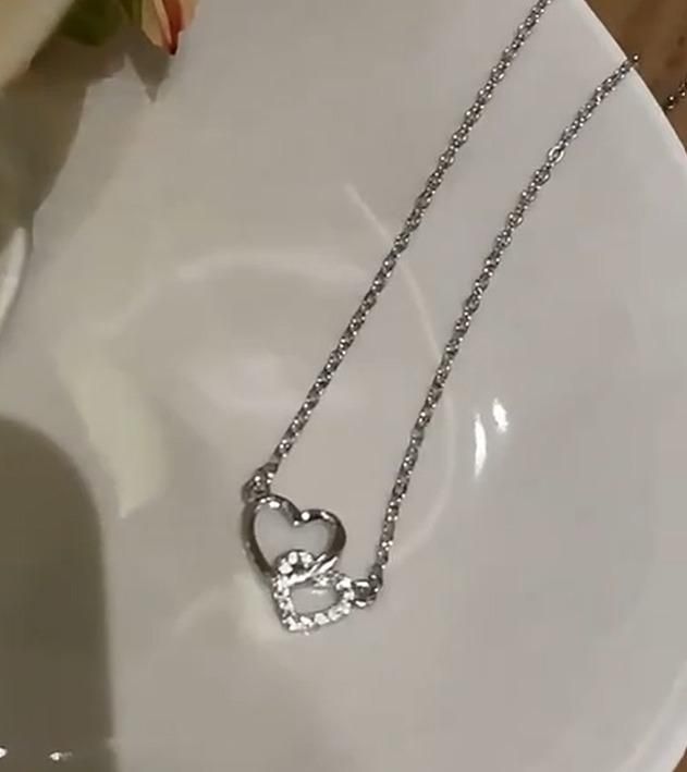 Dual Heart Pendant with Chain | Silver - Plated Romantic Necklace - Nyara