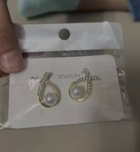 Korean Studded Cross Pearl Stud Earrings | Gold - Plated Fashion Studs - Nyara