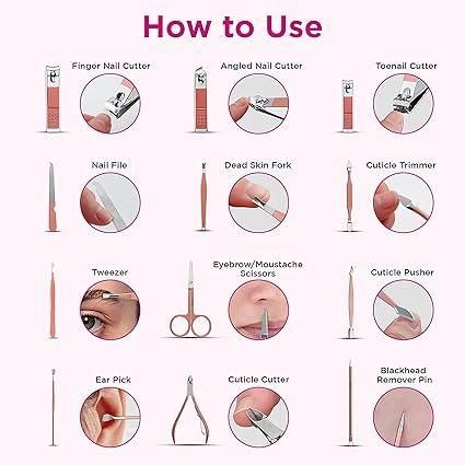 Manicure/Pedicure 18‑in‑1 Nail Tool Kit for Women | Travel Kit - Nyara