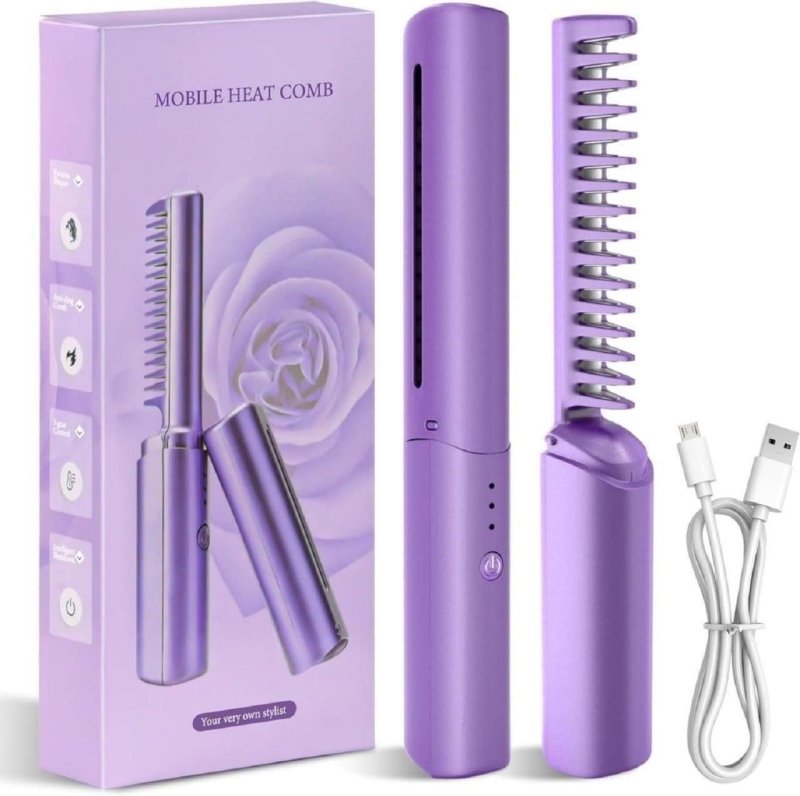 Meneflix Portable Mini Hair Straightener | Cordless USB Hot Comb - Nyara