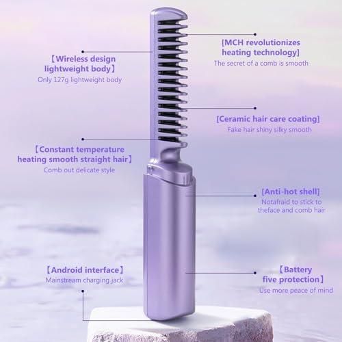 Rechargeable Hot Comb Hair Straightener | Compact Styling Tool - Nyara