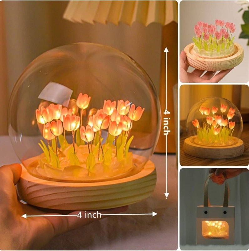 Round Tulip Touch Night Light | Polished Multi‑Color Table Lamp - Nyara