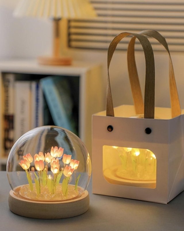 Round Tulip Touch Night Light | Polished Multi‑Color Table Lamp - Nyara