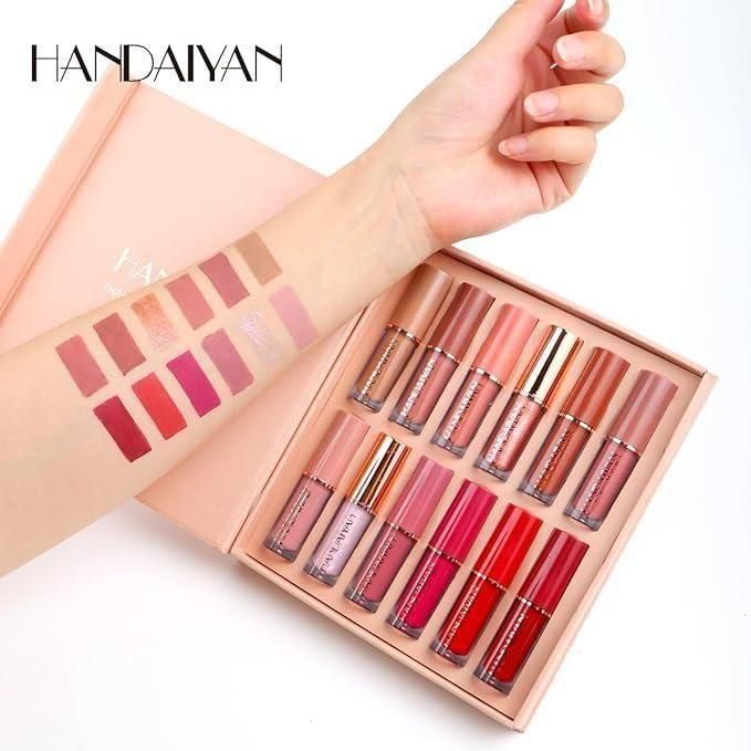 Velvet Matte Liquid Lipstick Set – Nude Red Collection (12 Pc) - Nyara
