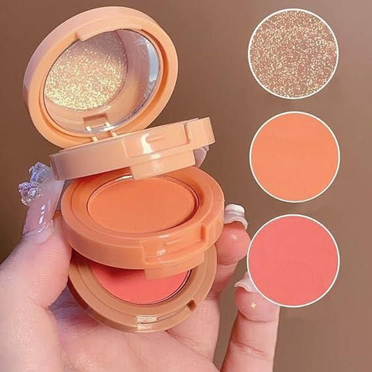 3‑in‑1 Blusher & Highlighter Palette | Mini Travel Beauty Set - Nyara