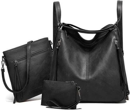 3‑Pc Faux Leather Handbag Set | Versatile Shoulder Totes Trio - Nyara