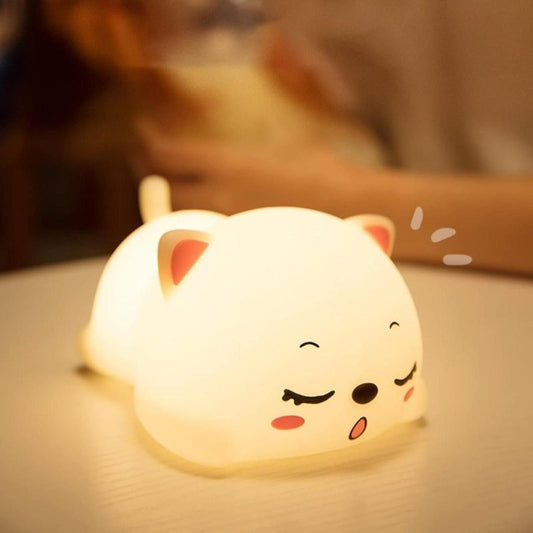 Cute Cat Silicone Baby Night Light | Kawaii Bedside Lamp - Nyara