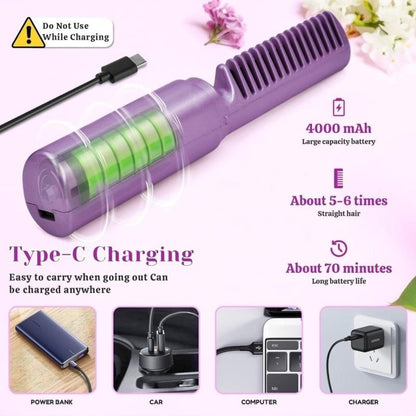 Meneflix Portable Mini Hair Straightener | Cordless USB Hot Comb - Nyara