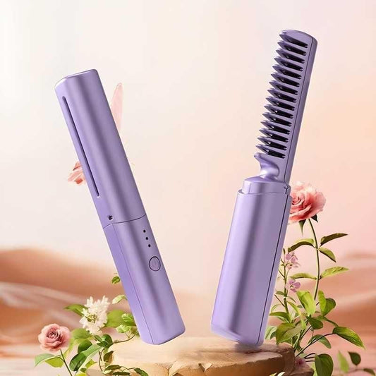 Meneflix Portable Mini Hair Straightener | Cordless USB Hot Comb - Nyara