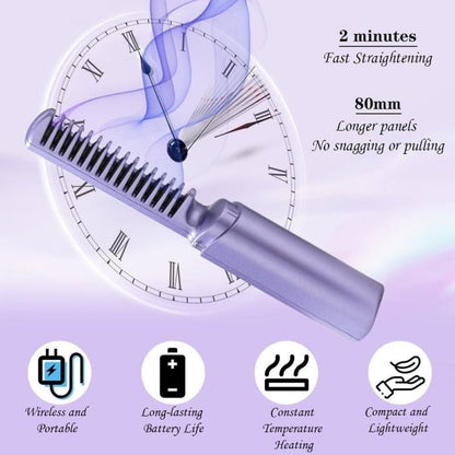 Meneflix Portable Mini Hair Straightener | Cordless USB Hot Comb - Nyara