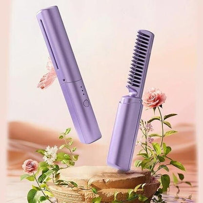 Rechargeable Hot Comb Hair Straightener | Compact Styling Tool - Nyara