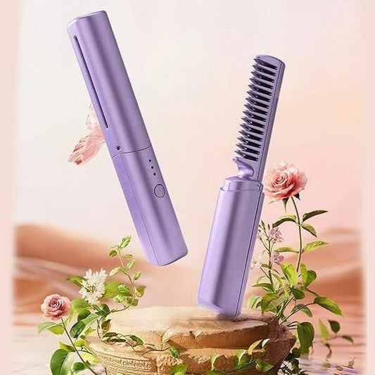 Rechargeable Hot Comb Hair Straightener | Compact Styling Tool - Nyara