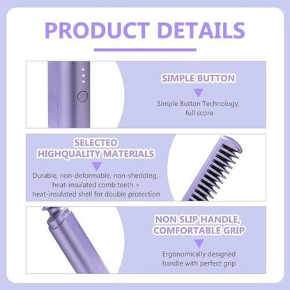 Rechargeable Hot Comb Hair Straightener | Compact Styling Tool - Nyara