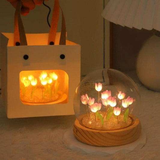 Round Tulip Touch Night Light | Polished Multi‑Color Table Lamp - Nyara