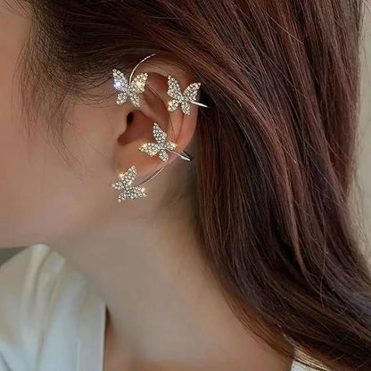 Stylish Butterfly Ear Crawler Cuff Earrings | Silver - Plated Jewelry - Nyara