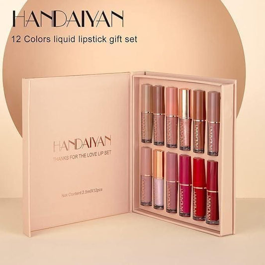 Velvet Matte Liquid Lipstick Set – Nude Red Collection (12 Pc) - Nyara